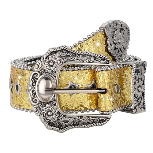 Vintage Western Star Belt Gold Bling for Women & Men 47.3 Fits Waist Up to 41