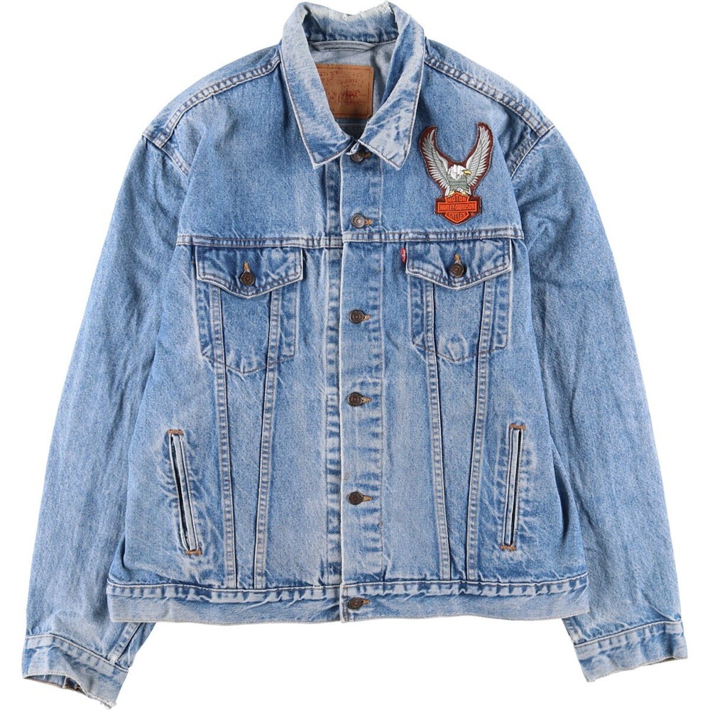 90'S Levi'S 70506-0216 Harley-Davidson Patch Custom Denim Jacket G