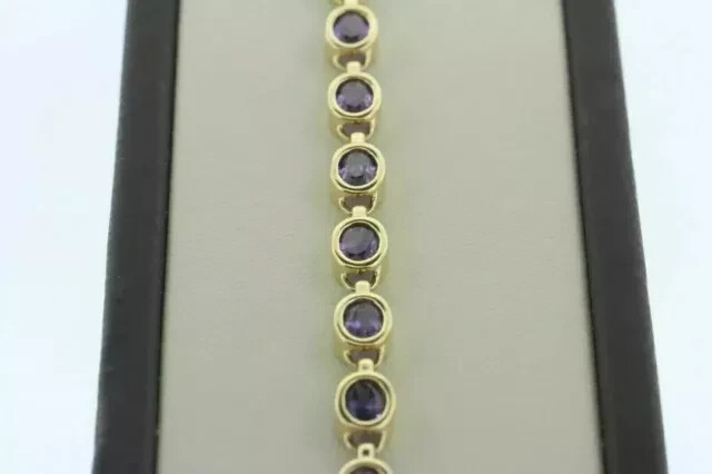 7 Ct Oval Cut Lab-Created Amethyst Tennis Bracelet 7