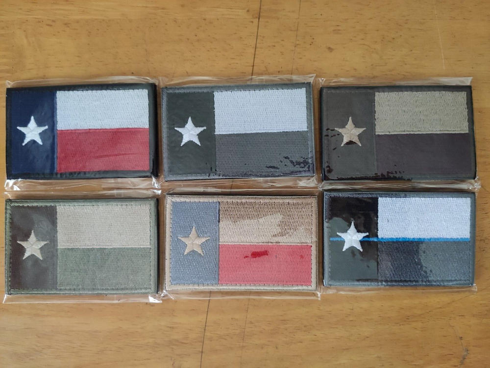 Set of 6 Tactical Morale Military Flag Texas Austin Houston Patches 3x2