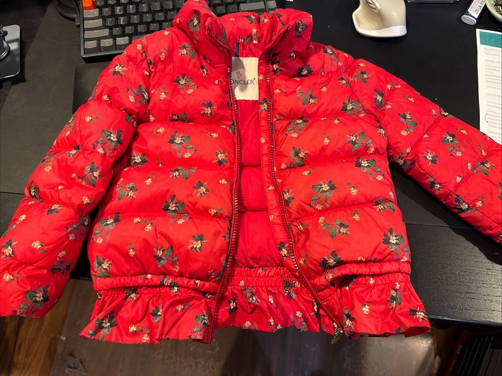 Moncler Kids Girls Floral Down Jacket Size 4 104 CM