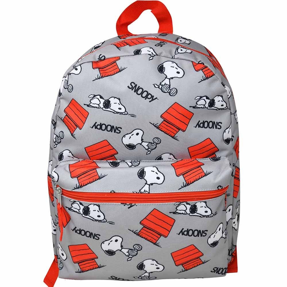 Large Backpack - Peanuts Snoopy Gray Dog House Allover 16