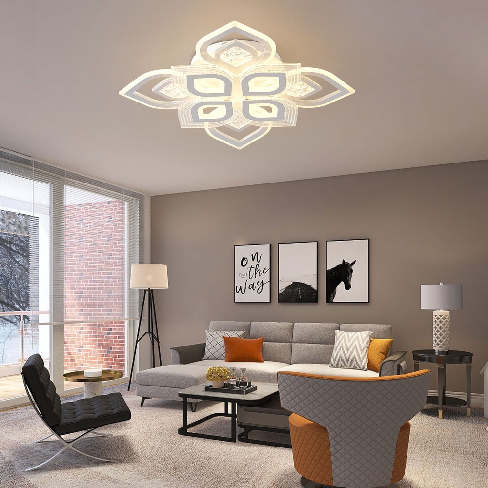 Modern Acrylic LED Flush Mount Ceiling Light Fixture for Living Room Chandelier