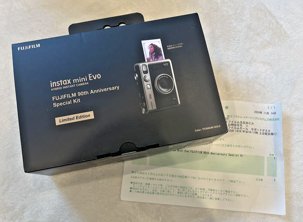 Fujifilm Instax Mini Evo 90th Anniversary Titanium Gold Limited Edition Bundle JPN