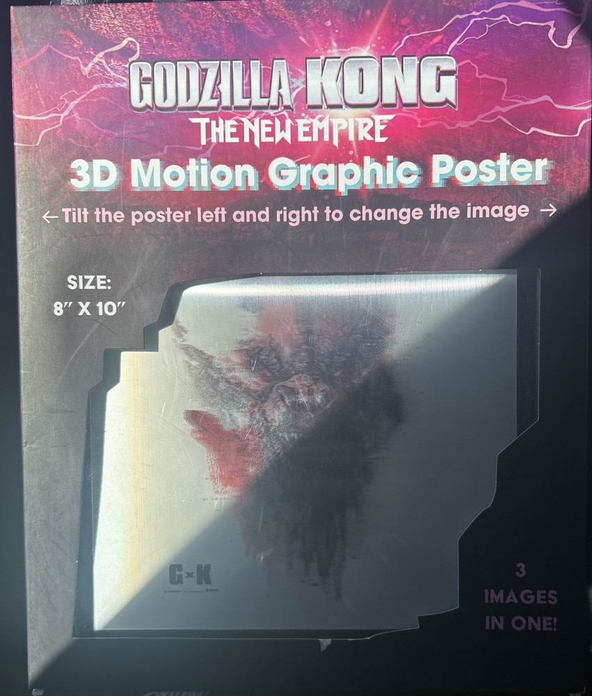 Godzilla Kong The New Empire 3d Motion Graphic Poster Size 8×10 (3 Images)