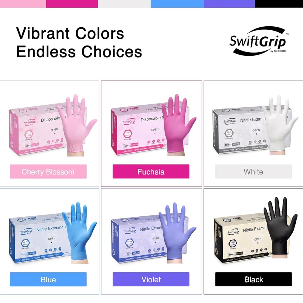 100 Nitrile Exam Gloves 3-mil Latex-Free Disposable Medical Food Safe