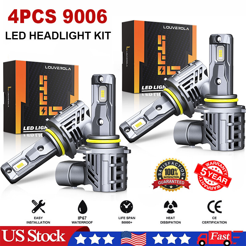 4PCS 9006 Headlight Bulbs Led Kit 6500K For Car High and Low Beam Led Lights USA