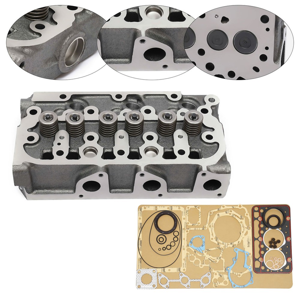 Cylinder Head & Full Gasket Kit with Valves Spring for Kubota D722 Engine