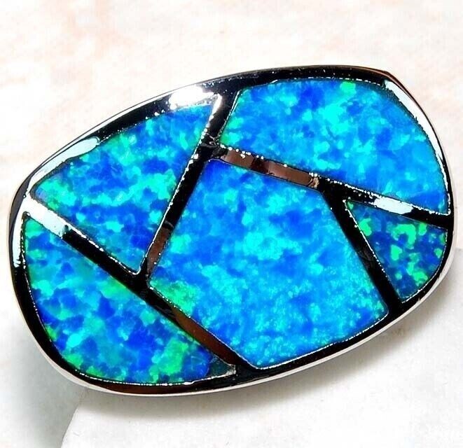 Australian Opal Inlay 925 Solid Sterling Silver Ring Jewelry Sz 7 DT2
