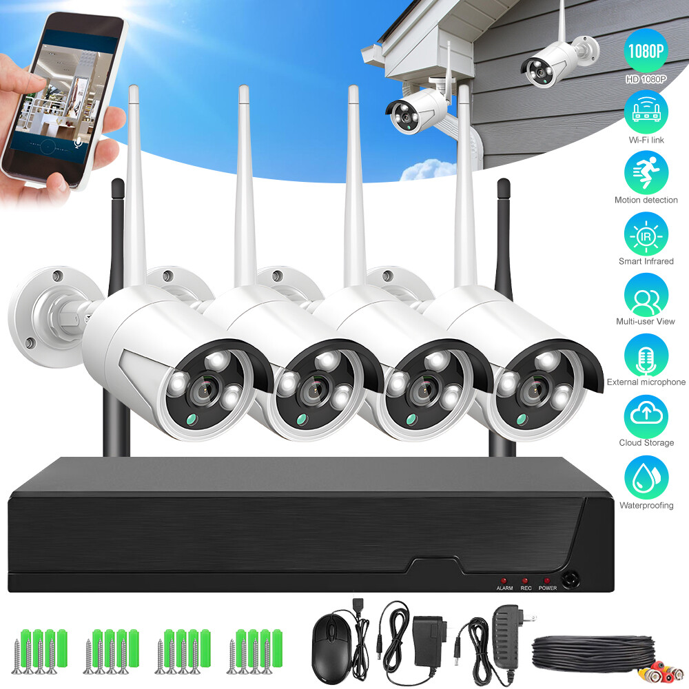 4-Channel 4MP Wireless NVR Security System for Outdoor Home CCTV Waterproof WIFI