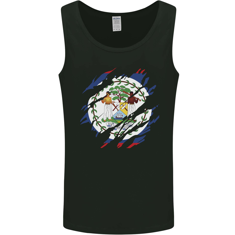 Torn Belize Flag Vest Tank Top for Men Celebrate Belizean Day in Style with Patriotism and Pride