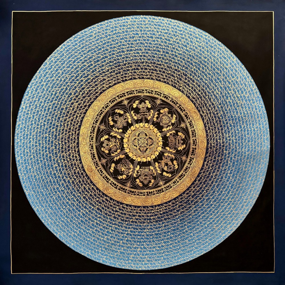 Green Tara Mantra Mandala with Eight Auspicious Symbols