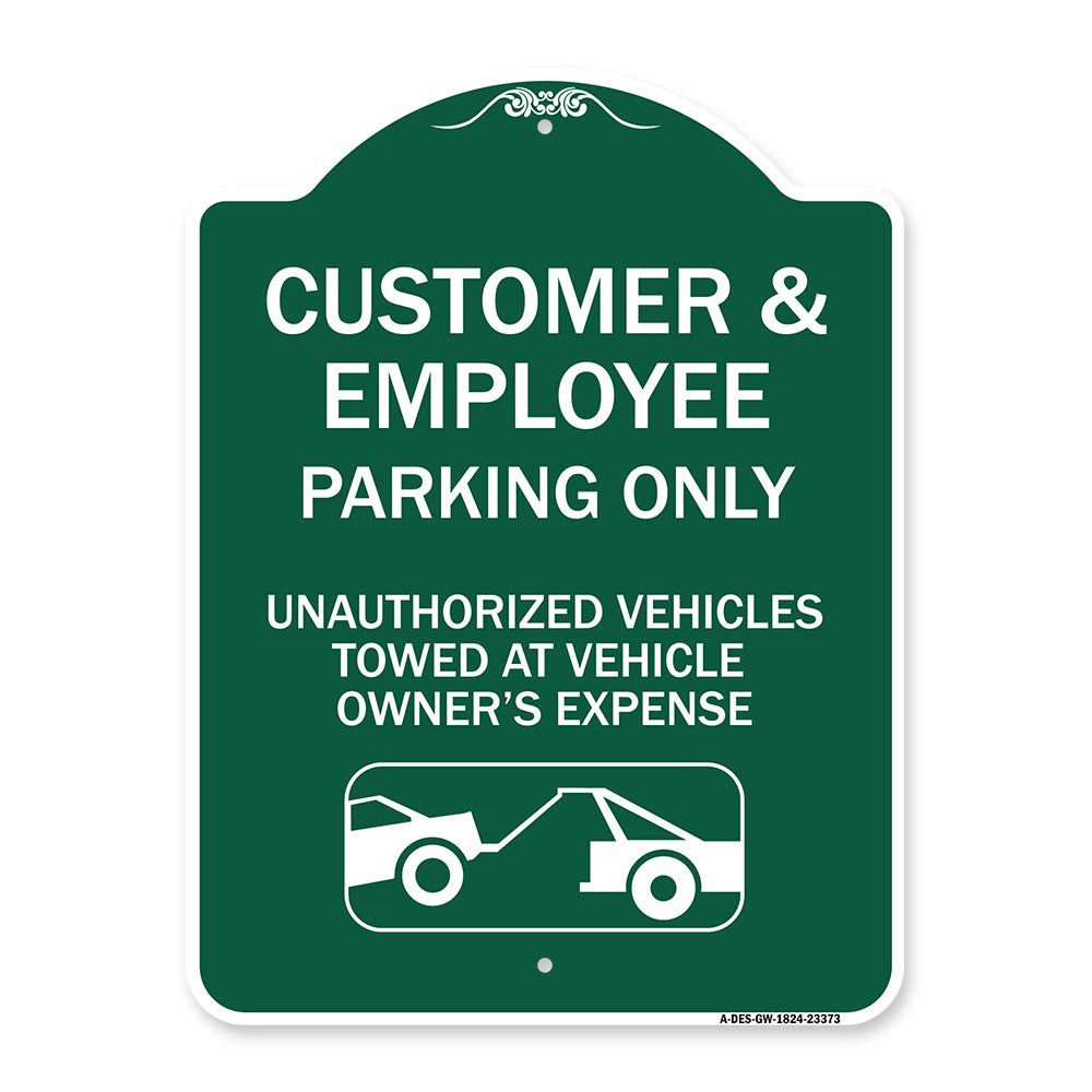 Designer Sign - Parking Restriction Sign Customer and Employee Parking Only, ...