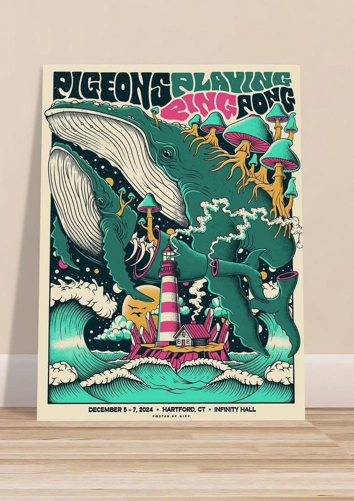 Pigeons Playing Ping Pong Hartford CT Tour 2024 Poster Dec 5th 7th