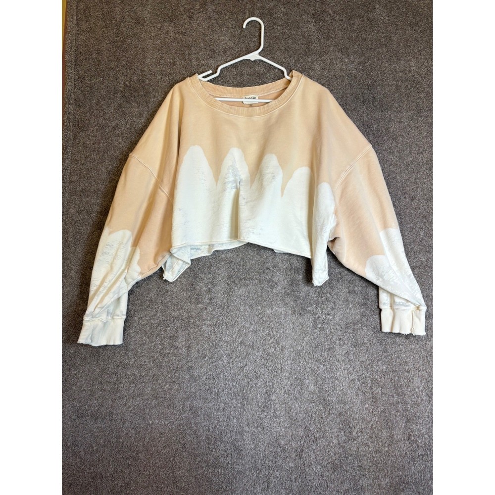 Peach Love California Women's Beige Tie Dye Cropped Sweatshirt Size L