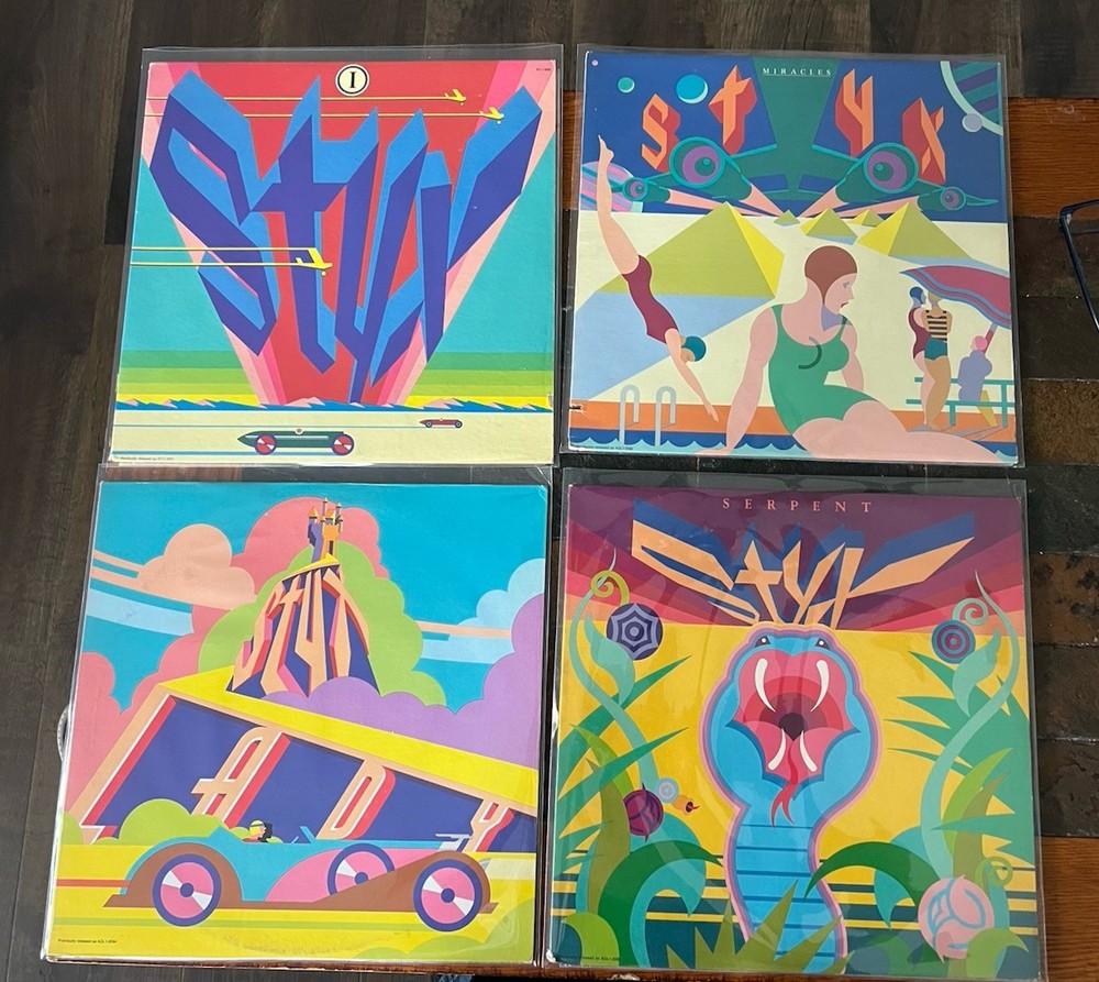 Styx (4) Vinyl LPs “1”+Serpent+II “Lady”+Miracles RCA 75-80 RE All VG+-EX See!