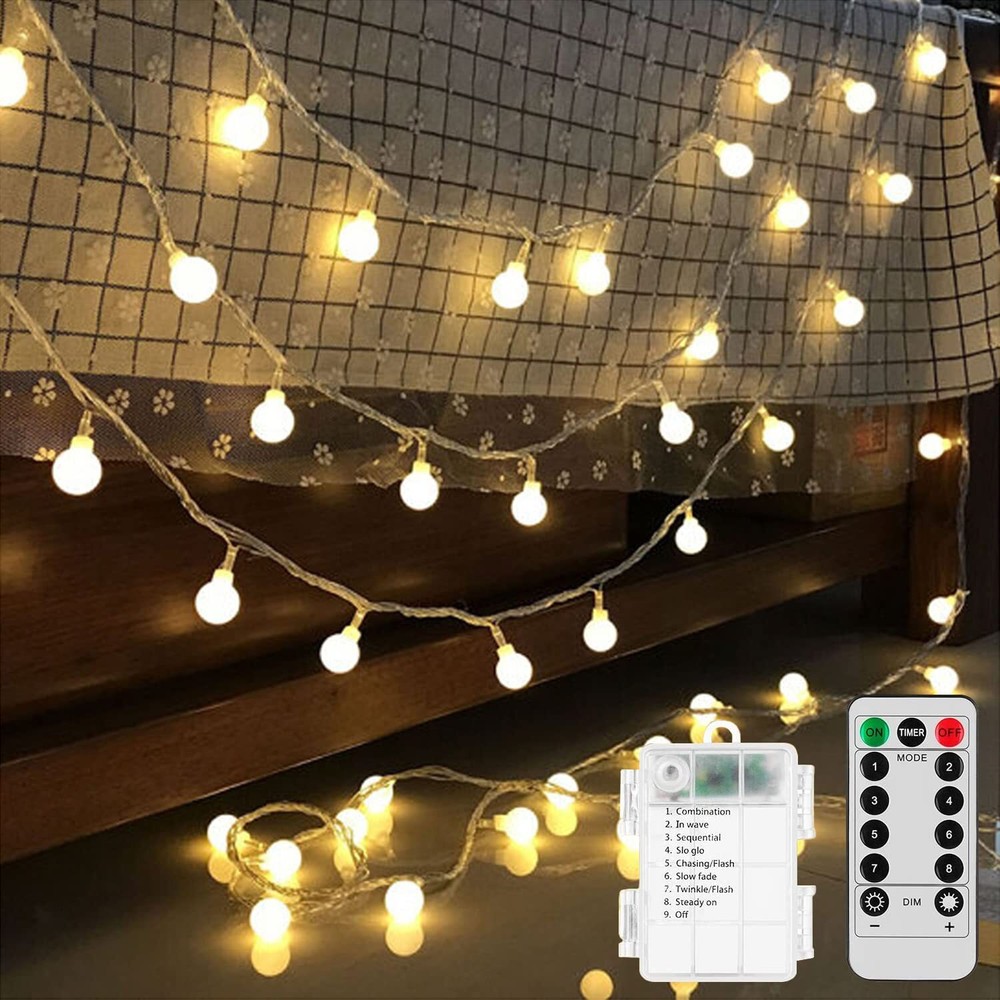 Battery Operated LED Globe String Lights, 2-Pack Total 52FT 120LEDs - Each 26...