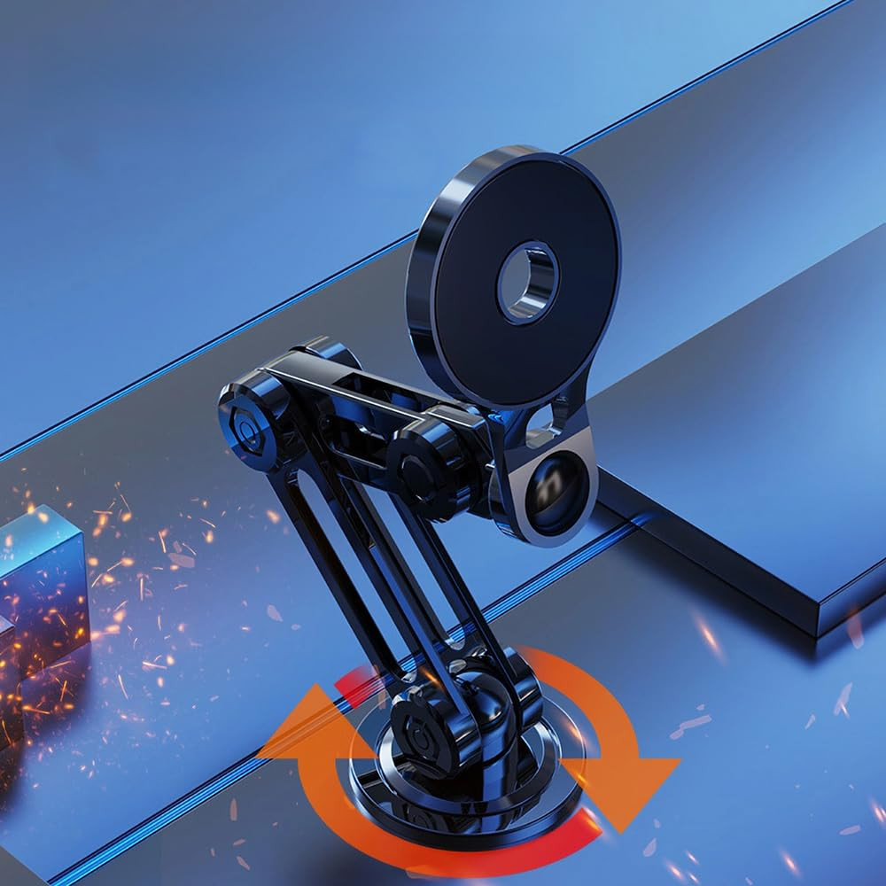 Magnetic Car Phone Holder with Strong Suction Foldable Design for Hands-Free Driving