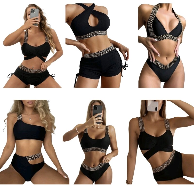 Women's Tummy-Control High Waist Lace-Up Bikini Beach Swimsuit