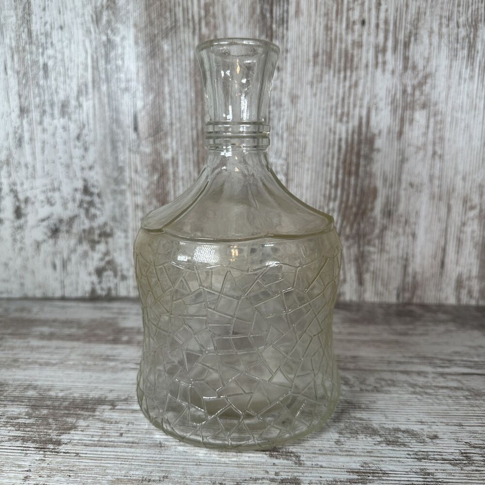 Vintage Crackly Glass Liquor Decanter - Very Pretty!