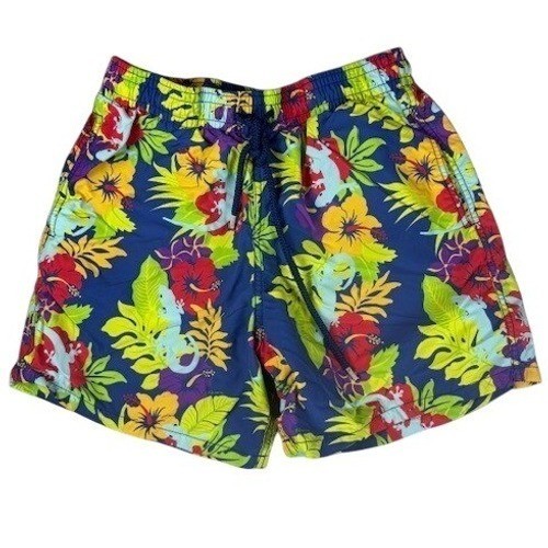 Vilebrequin Men's Swim Trunks Tropical Lizard Floral Print Blue L