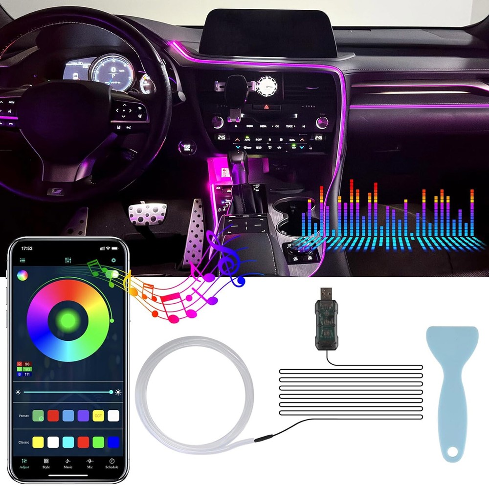 5m LED RGB Car Interior Decorative Atmosphere Wire USB Strip Light Accessories