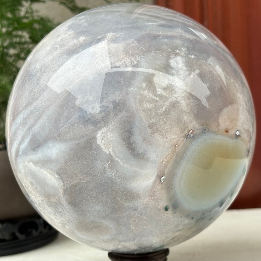 3021g Natural Sakura Agate Quartz Sphere Crystal Ball Reiki Healing Decoration