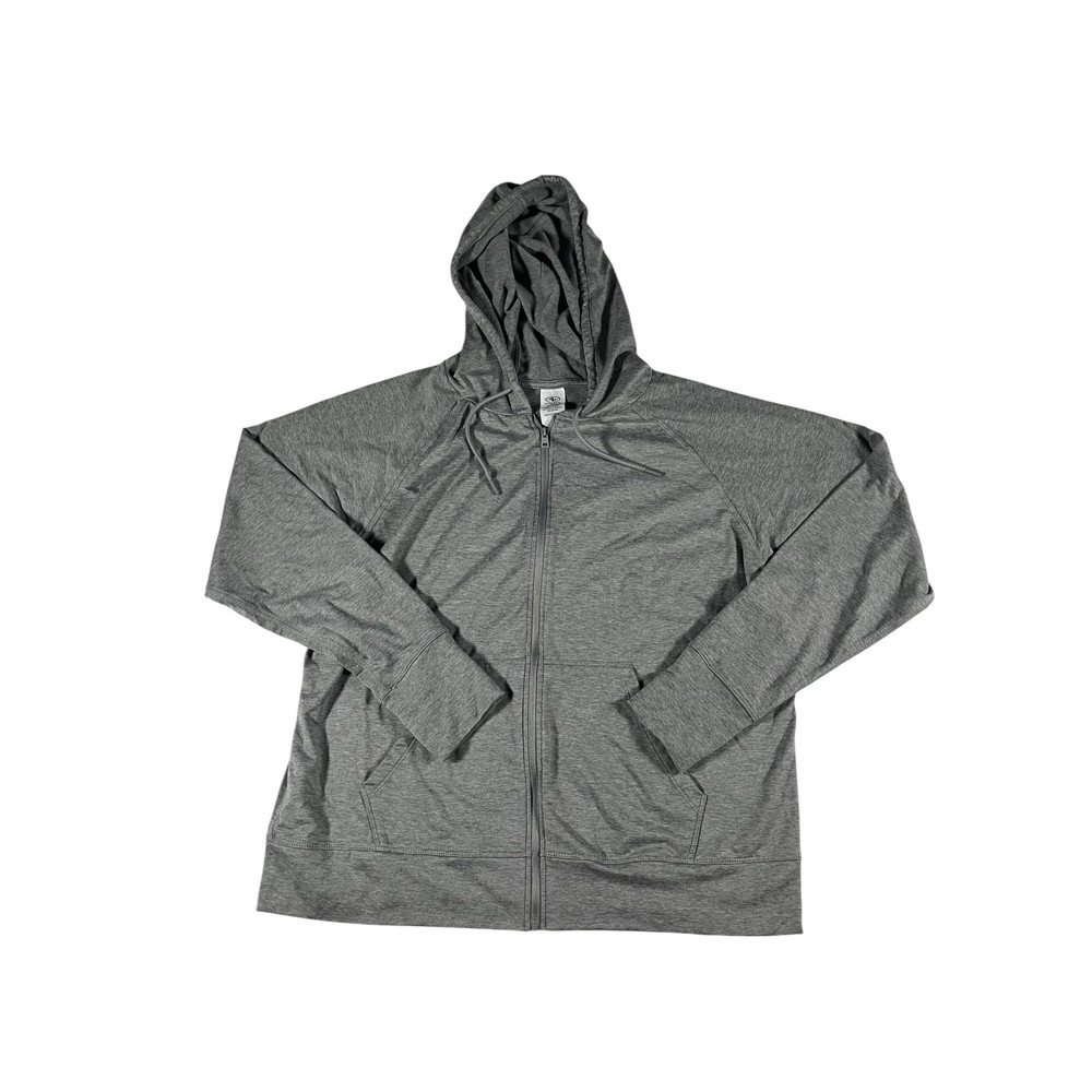 Athletic Works Women's Gray Zip-Up Hoodie Long Sleeve Thumbholes Pockets Size L
