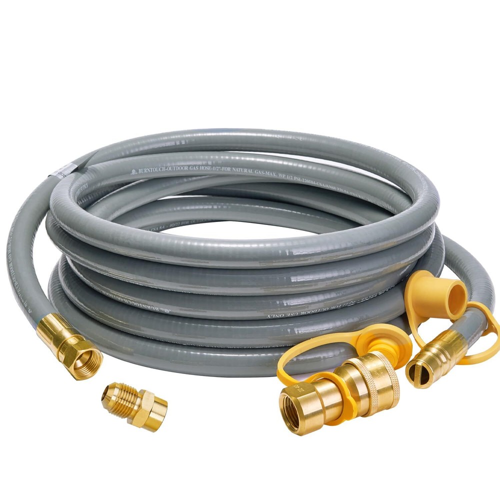 15 Feet 1/2 inch ID Natural Gas Grill Hose Quick Connect Fittings Natural Gas Li