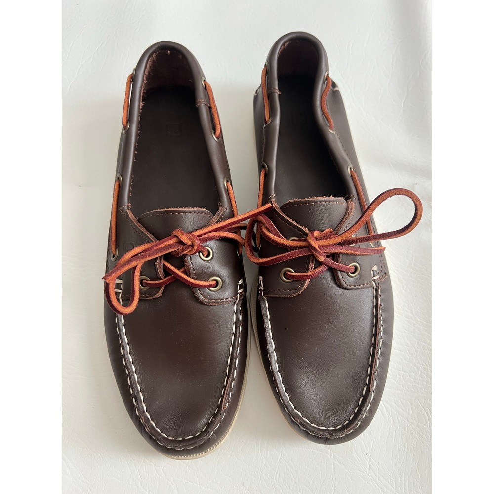 John Kart Men's 9M Two-Eye Leather Boat Shoes for Preppy Style Vacations