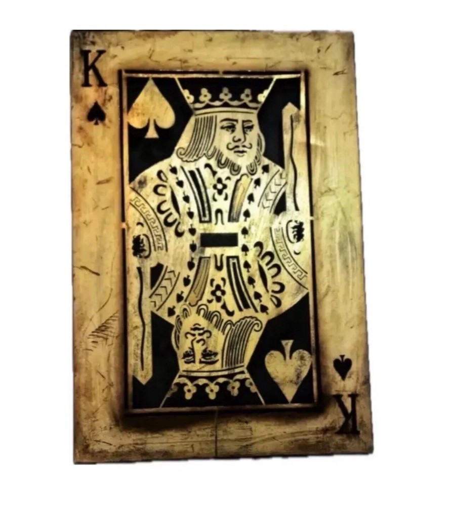 Playing Cards 'King of spades’ metal Wall Art, Poker King 30 x 20 in gold