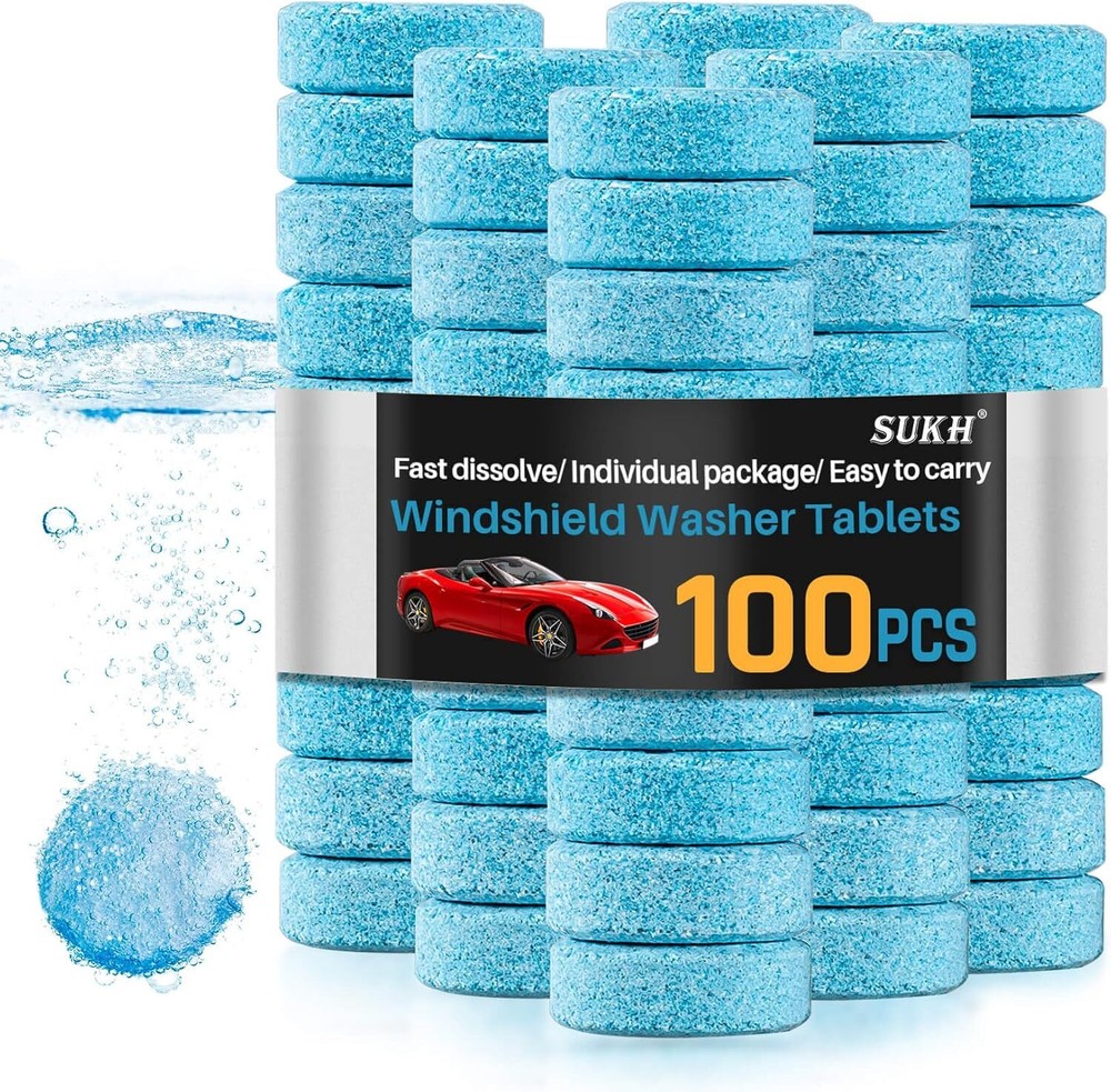 100-Pack Car Windshield Washer Tablets - Fast Dissolving Glass Cleaner