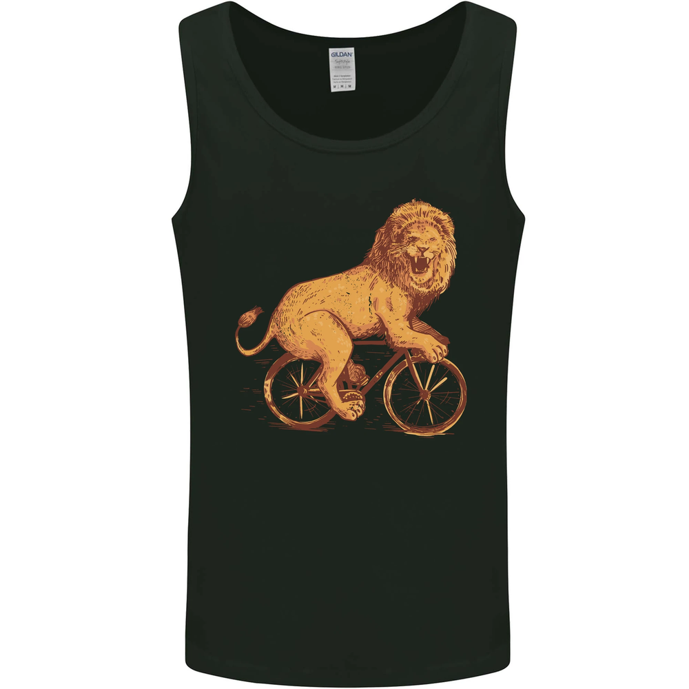 Cycling A Lion Riding a Bicycle Mens Vest Tank Top