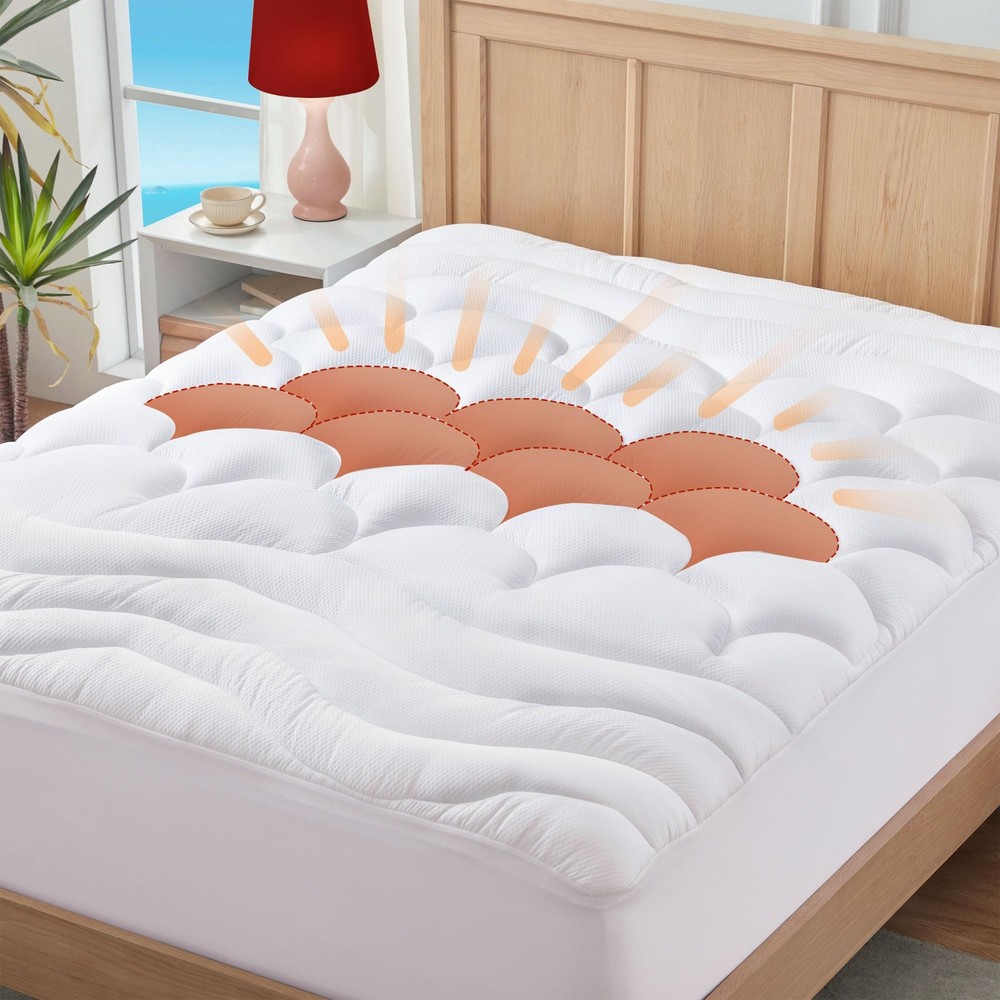 King Mattress Pad Extra Thick for Back & Hip Pain , Pillow Top Cooling Mattre...