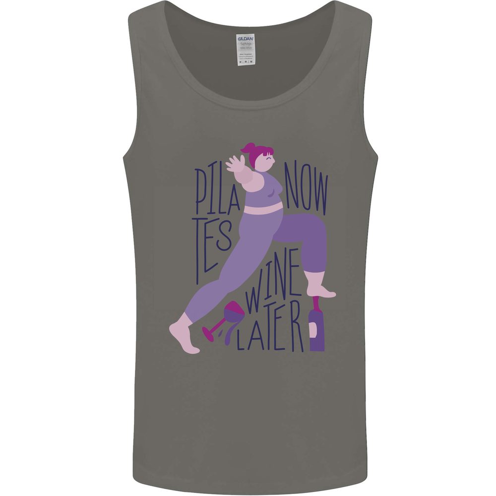 Yoga Pilates Now Wine Later Funny Alcohol Mens Vest Tank Top