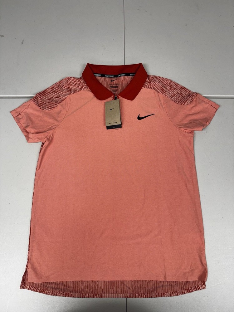 Men's Nike Court Dri-Fit Slam Tennis Polo Top Orange Shirt FD5244-606 Pick Size