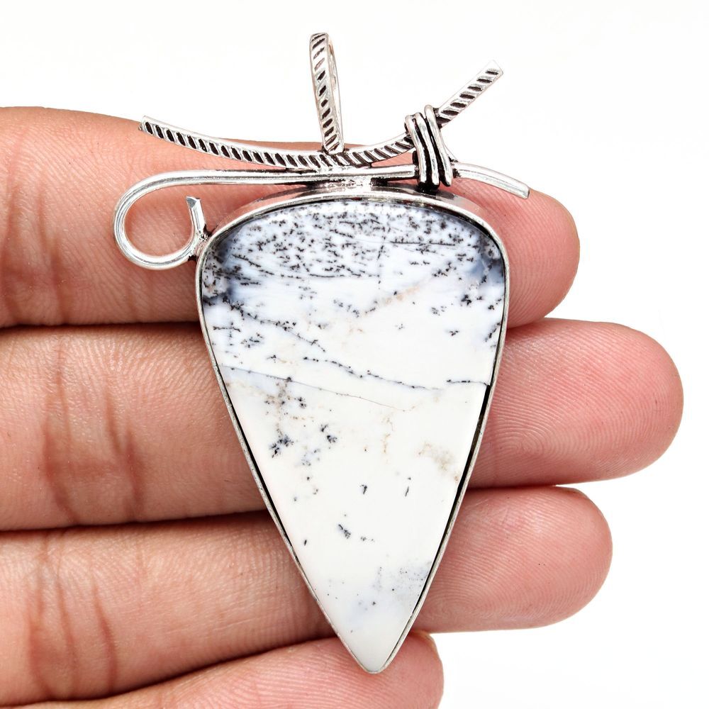Handmade Dendritic Opal Pendant Silver Jewelry for Mother's Day 2.25 Inch