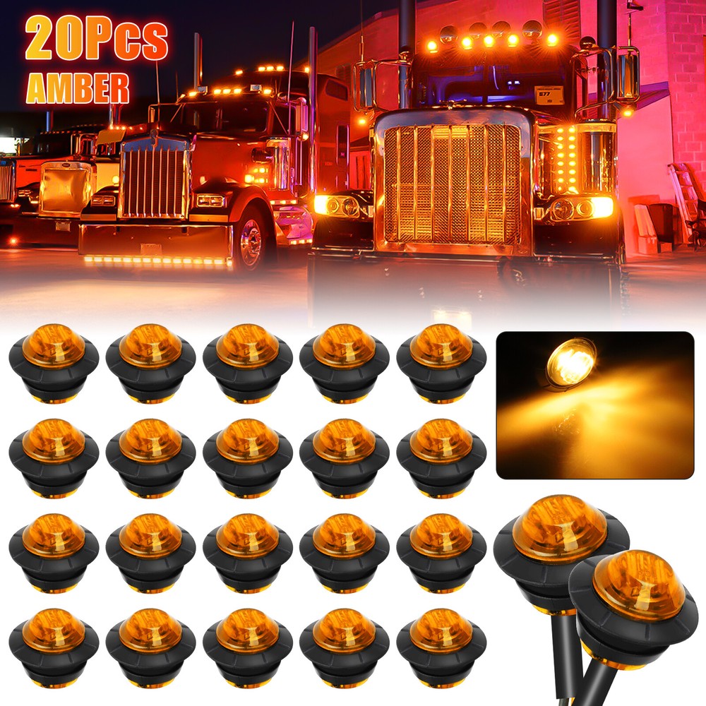 20X Amber LED Clearance Bullet Side Marker Lights For Trailer RV Truck 3/4