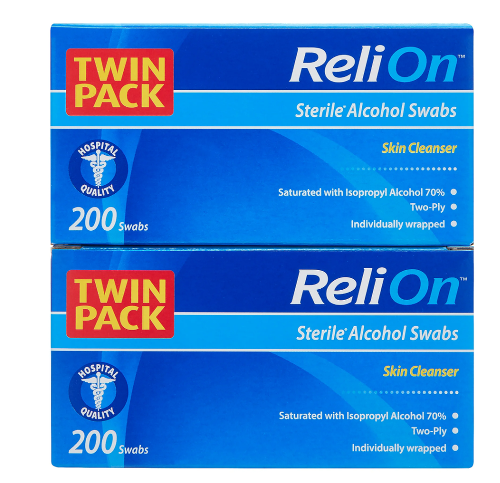 ReliOn Sterile Alcohol Swabs, Twin Pack, 400 Count
