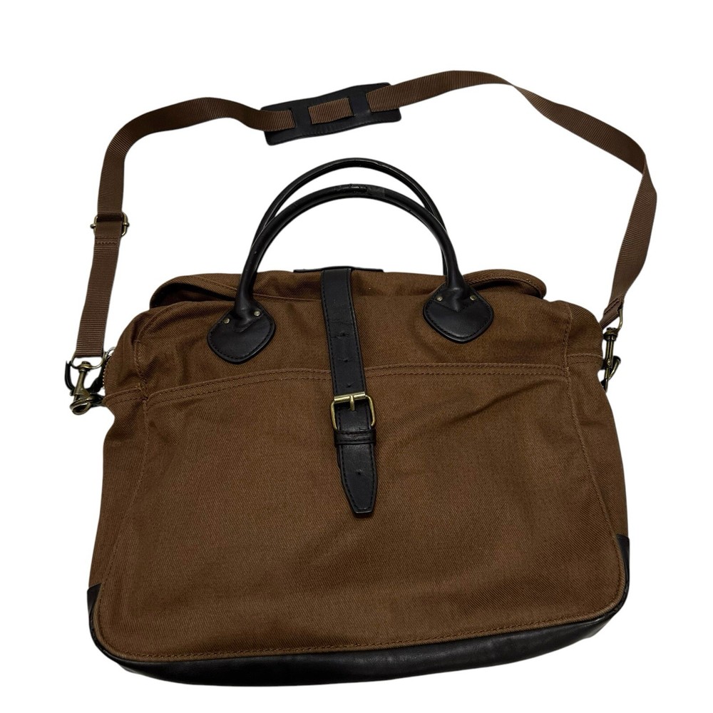 J. Crew Brown Canvas Messenger Bag Faux Leather Trim