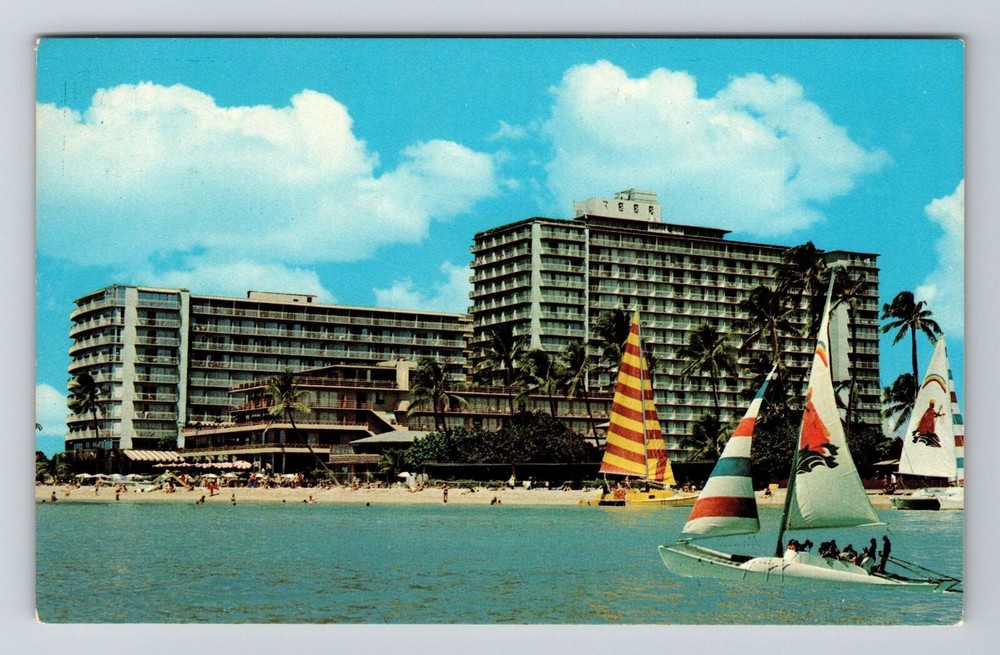 Honolulu HI-Hawaii Reef Hotel Waikiki Beach Antique Vintage Souvenir Postcard