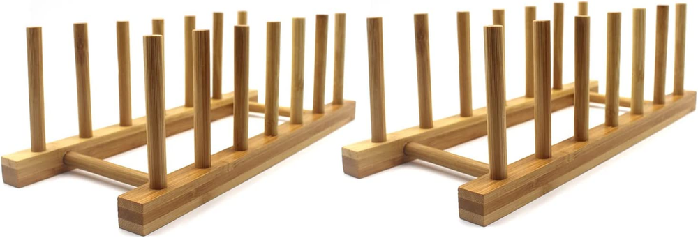 Bamboo Wooden Plate Racks Dish Stand Holder Kitchen Storage Cabinet Organizer fo