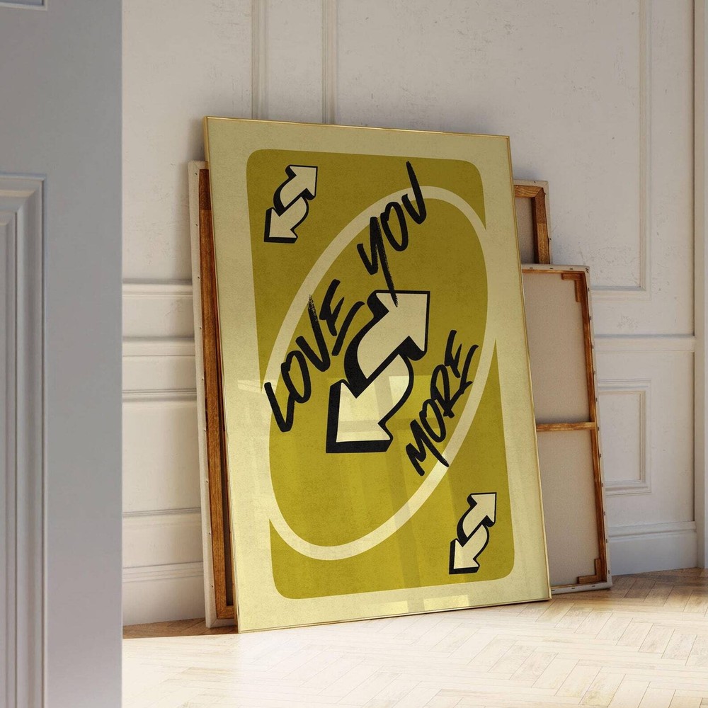 Love You More Print Green Retro Wall Art Playing Card Wall Art Girly Wall Art