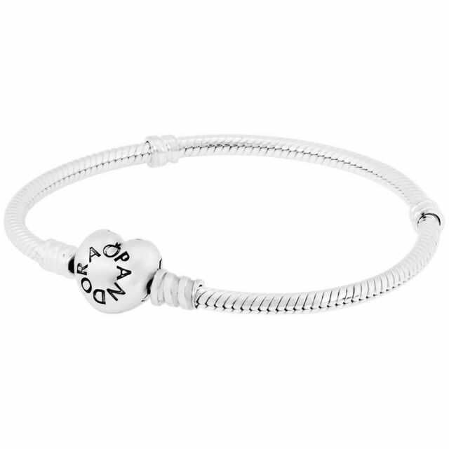Elegant PANDORA Moments Sterling Silver Bracelet with Heart Clasp Design