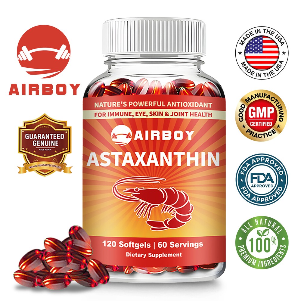 Astaxanthin 12mg - Antioxidant,Supports Skin, Eye, Joint and Heart Health