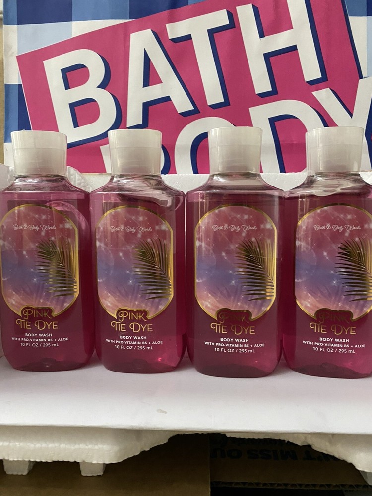 4 New PINK TIE DYE BATH & BODY WORKS SHOWER GEL BODY WASH