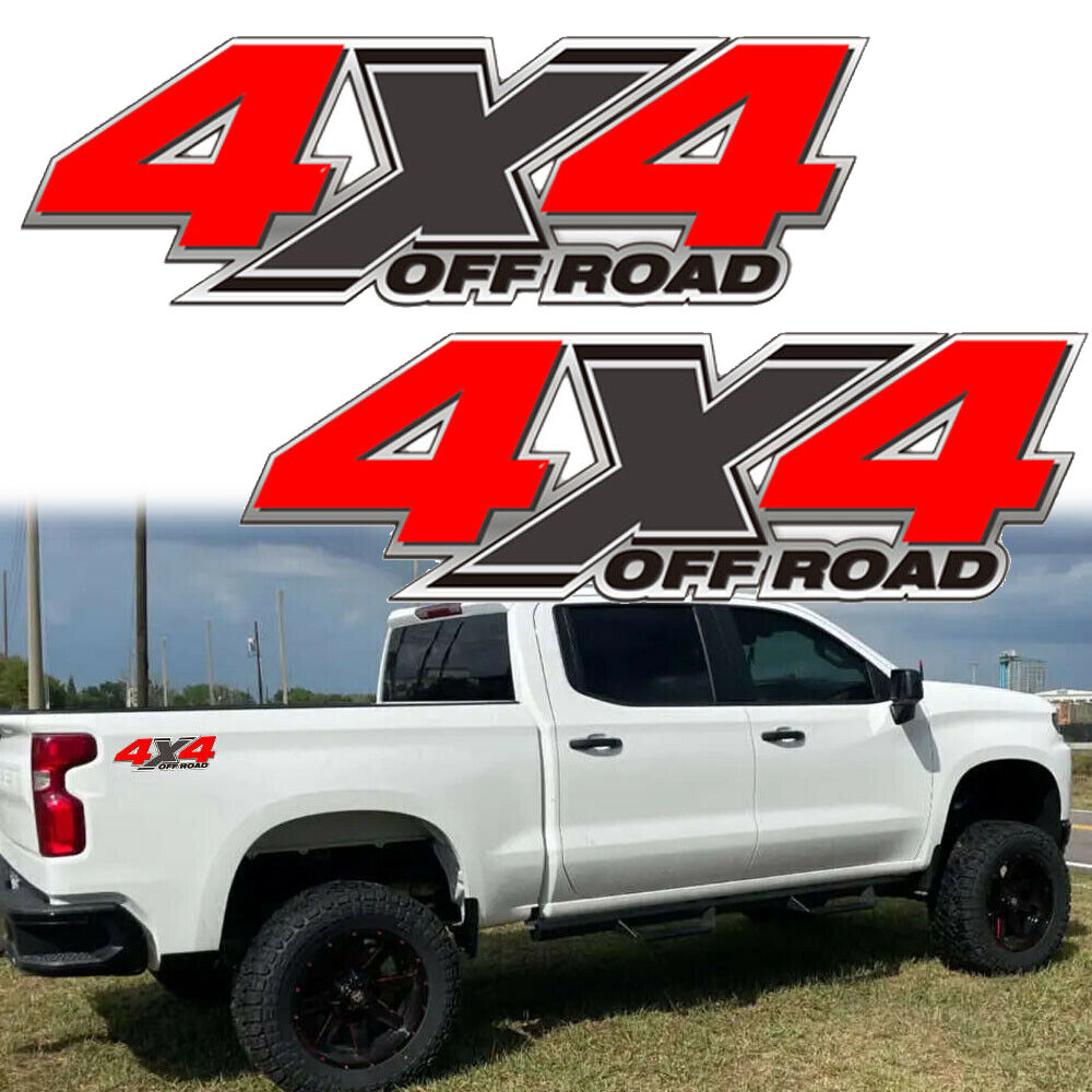 2-Pack 4x4 Off Road Side Rear Body Stickers for Ford F150 Dodge Ram Trucks