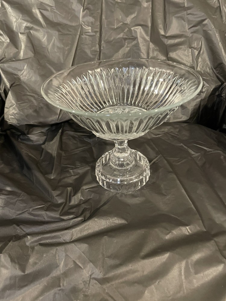 7-Inch Clear Pressed Glass Pedestal Compote Bowl - Decorative & Repurposed