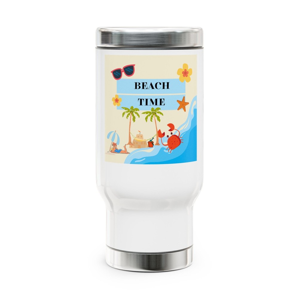 Beach Time Stainless Steel Travel Mug for Summer Vacations and Coffee On The Go