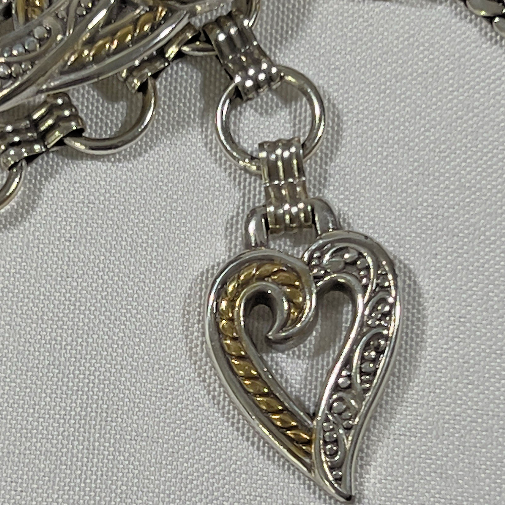 Brighton Bali Hai Scroll Chain Metal Belt Two Tone Silver Gold Adjustable Small￼